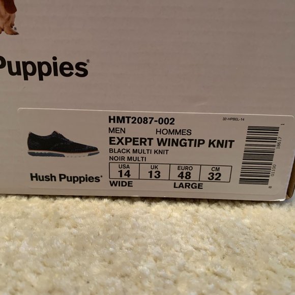 New In Box Hush Puppies Expert Wingtip Knit Oxford Black Size 15W - Picture 10 of 11